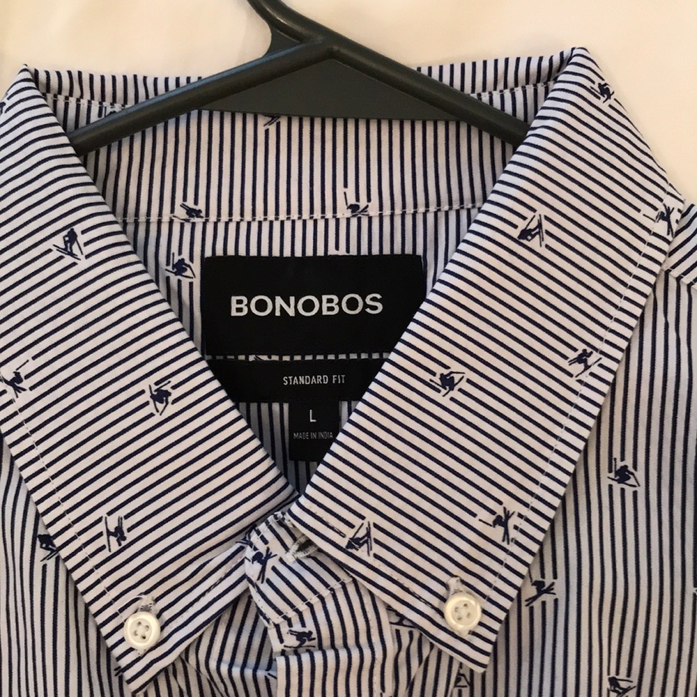 NWOT Bonobos button-down shirt with skier print. L
